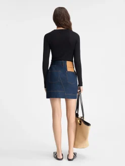 De de-Nîmes denim mini rok